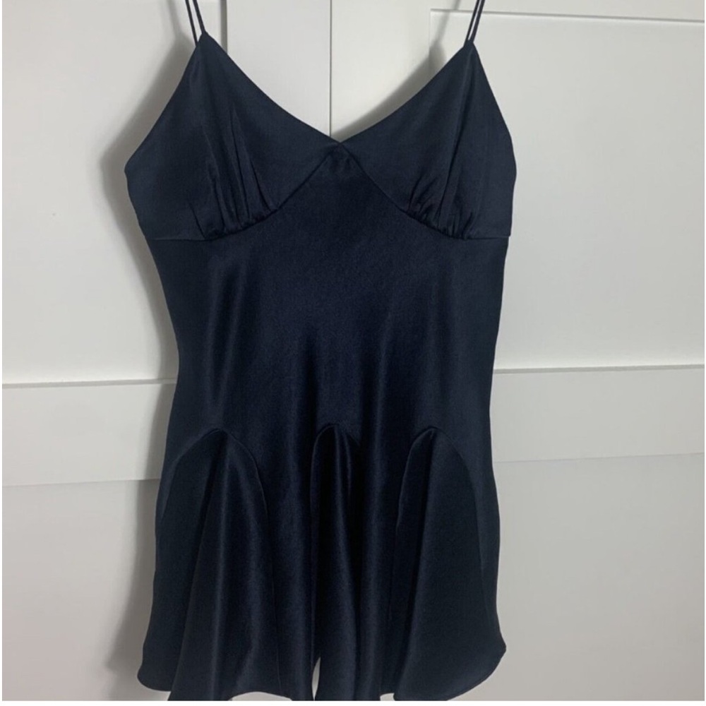 Looking for this!!!! Khaite Liliana Paneled Satin Mini Dress In Dark Navy